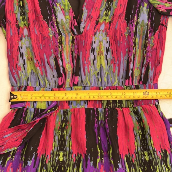 Charlie Jade abstract multicolor three quarter sleeve silk dress XS - Picture 6 of 9